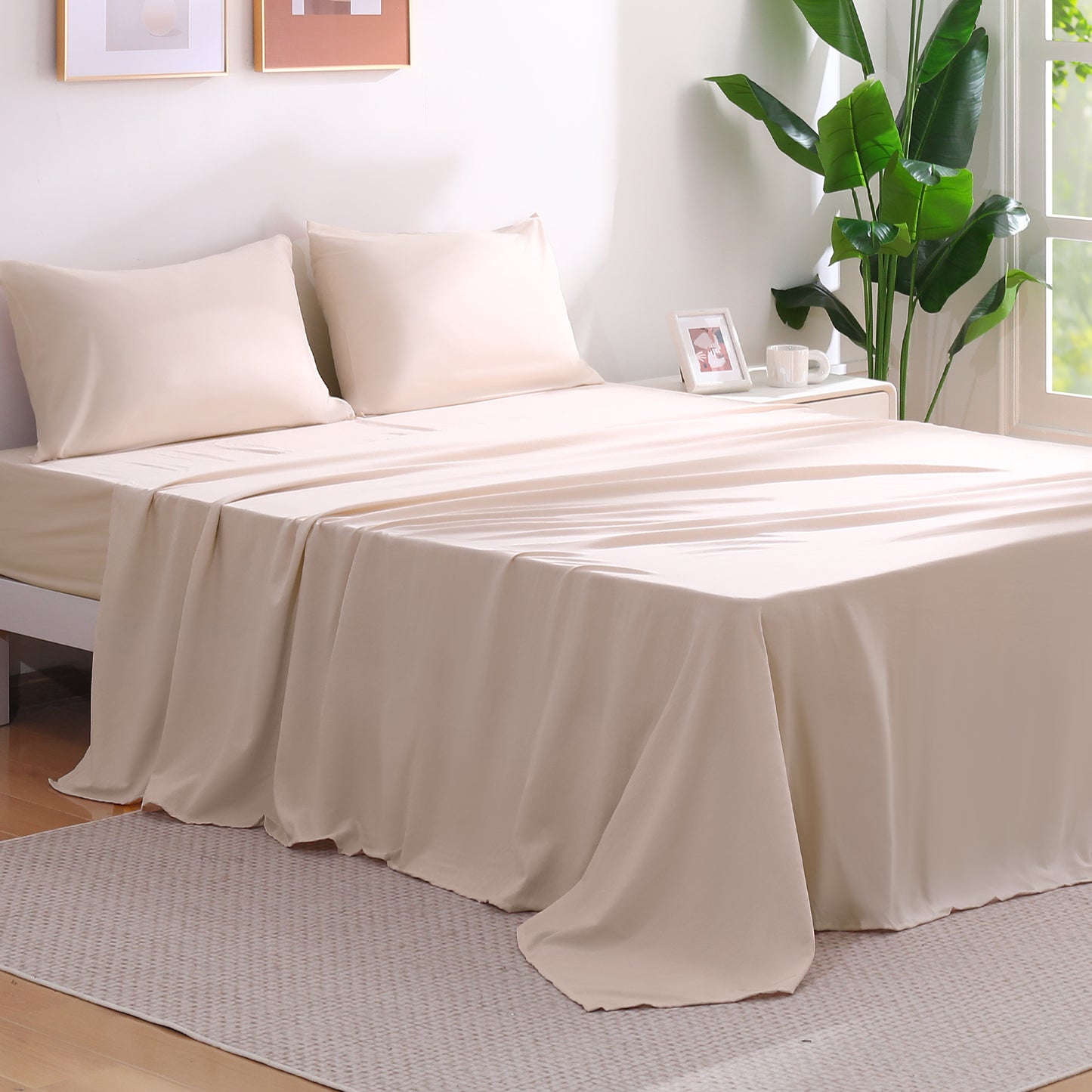 Aship Bed Sheet Set Queen,4 Pieces Microfiber Deep Pocket Sheet Set, Wrinkle Free Breathable & Super Soft Bedding Sheet Gray
