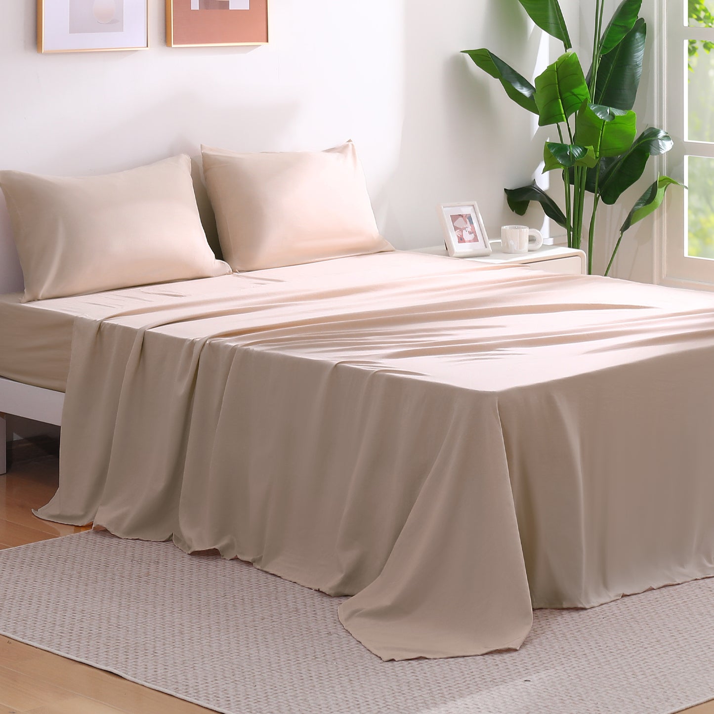 Aship Bed Sheet Set Queen,4 Pieces Microfiber Deep Pocket Sheet Set, Wrinkle Free Breathable & Super Soft Bedding Sheet Gray