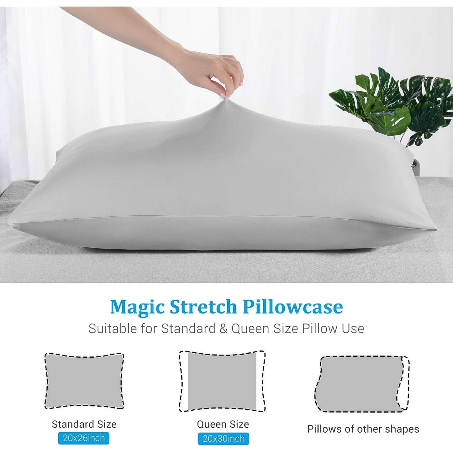 Aship Cooling Pillowcases 2 Pack, Q-max 0.55 Japanese Arc-Chill Fiber, Oeko-Tex Certified, Super Soft & Cooling for Hot Sleepers, Hidden Zipper, Machine Washable, Stretch for Standard, Gray