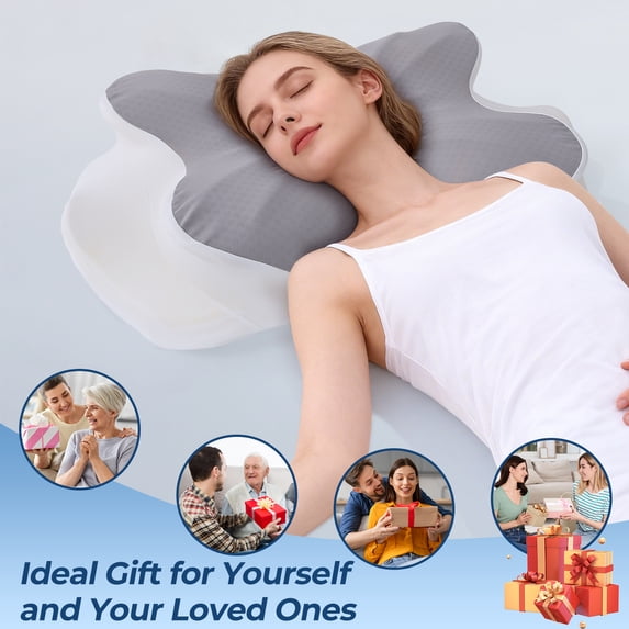 Aship Cervical Pillow for Neck Pain Relief, Ergonomic Contour Memory Foam Pillows, 4-Level Height Adjustable Cooling Pillow Cozy Sleeping, Neck Pillow for Side Back Stomach Sleeper with Pillowcase
