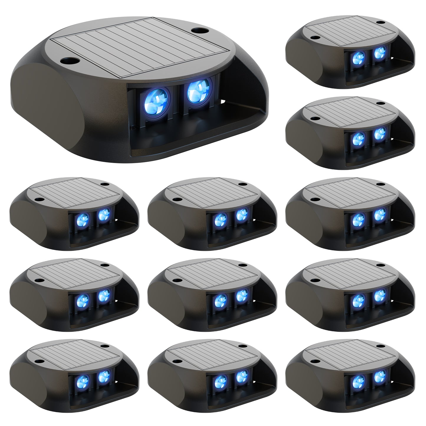 ASHIP Solar Deck Lights 12 Pack, Solar Driveway Lights Outdoor Dock Marine Lights LED Path Lights Solar Powered Waterproof Driveway Marker Lights for Warning Step, Sidewalk, Pathway, Garden, Warm