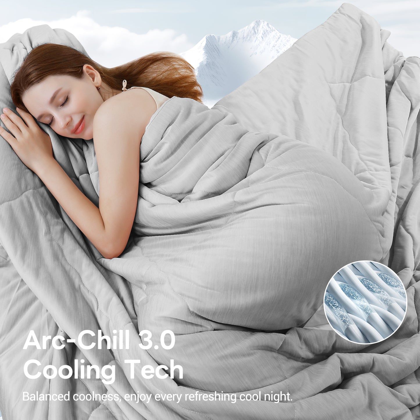 Aship Cooling Comforter Queen Size, Double Sided Summer Comforter for Hot Sleepers, Q-Max >0.45, Arc-Chill Fabric, Lightweight Breathable Cooling Quilt 79*87 in