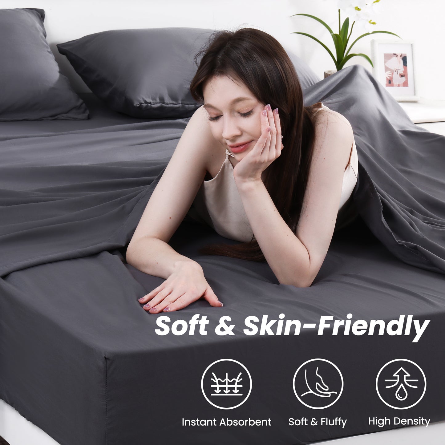 Aship Bed Sheet Set Queen,4 Pieces Microfiber Deep Pocket Sheet Set, Wrinkle Free Breathable & Super Soft Bedding Sheet Gray