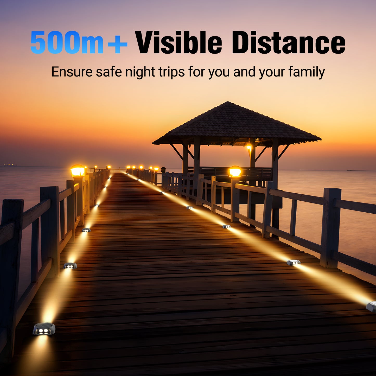 ASHIP Solar Deck Lights 12 Pack, Solar Driveway Lights Outdoor Dock Marine Lights LED Path Lights Solar Powered Waterproof Driveway Marker Lights for Warning Step, Sidewalk, Pathway, Garden, Warm