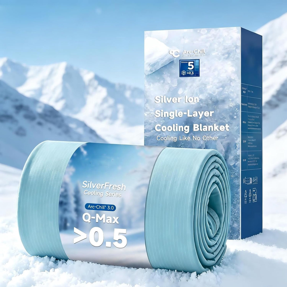 Aship Silver Infused Cooling Blanket King, 90"x108", Upgraded Arc-Chill 3.0 (Q-Max>0.5), Lightweight Breathable Cold Blanket for Hot Sleepers & Night Sweat, Summer Bed Blanket for Couch Sofa, Blue