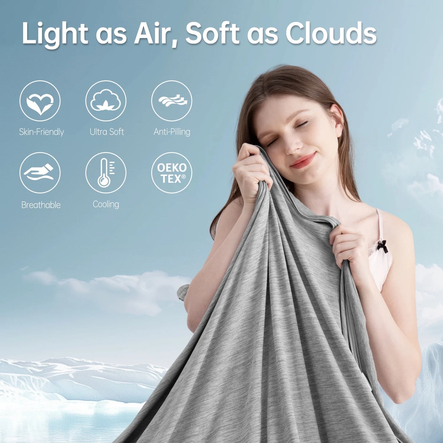 Aship Cooling Blanket, Q-MAX>0.5 Arc-Chill Cooling Technology Soft Breathable Double-Sided Summer Blankets for Beds