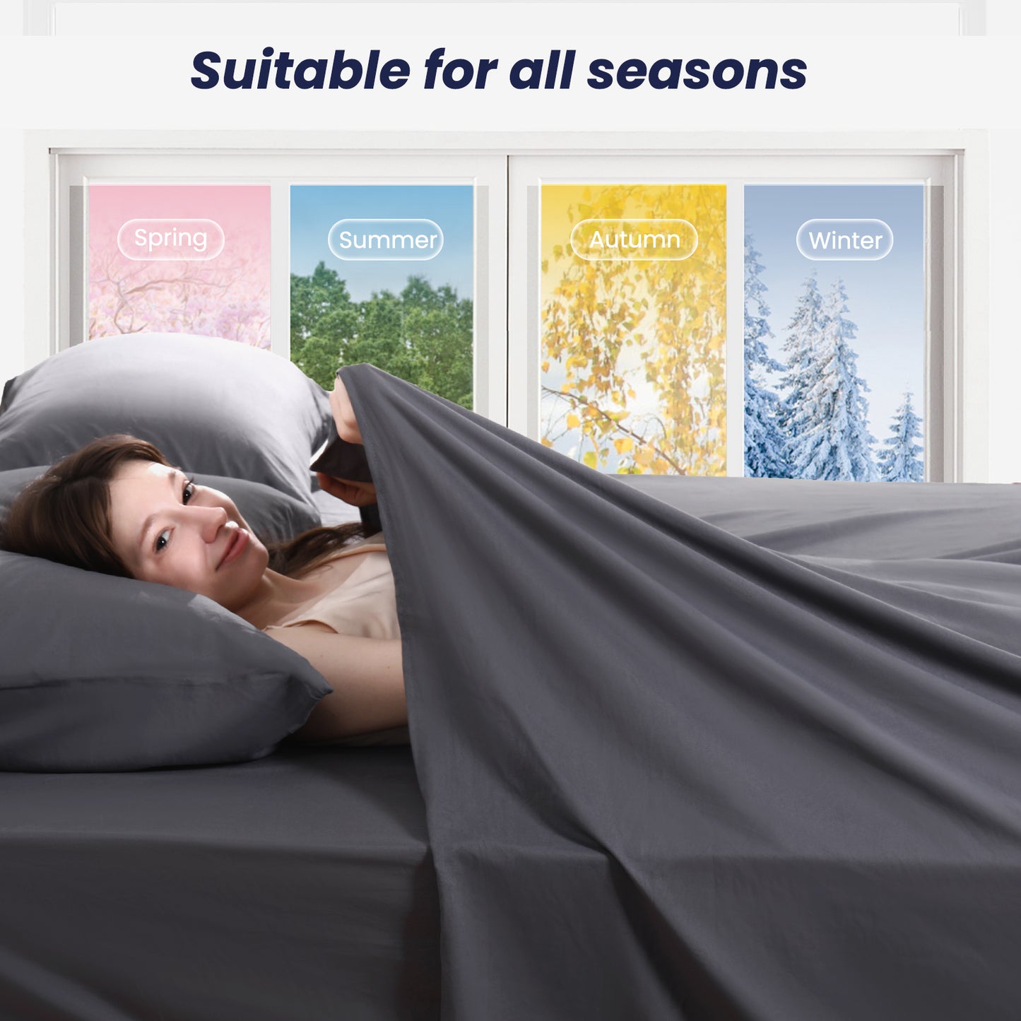 Aship Bed Sheet Set Queen,4 Pieces Microfiber Deep Pocket Sheet Set, Wrinkle Free Breathable & Super Soft Bedding Sheet Gray