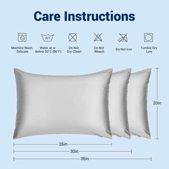 Aship Arc-Chill 3.0 Cooling Pillow Cases, Q-max >0.5 Jade-Infused Silky Pillowcase for Hair & Skin, Breathable & Moisture-Wicking, Hidden Zipper, Machine Washable, King 20''x36'', 2 Pack Silver Gray