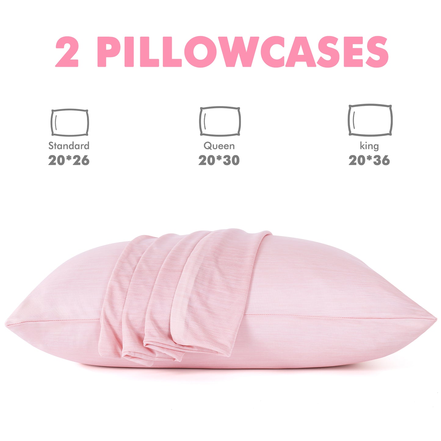Aship Cooling Pillowcase, Summer Pillowcase with Japanese Cooling Fiber, All-Season Standard Pillowcase with Hidden Zipper, 2-Pack