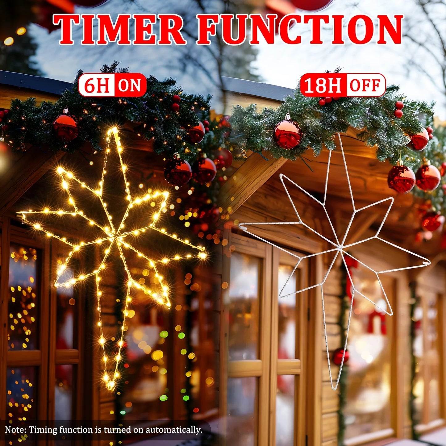 Aship Christmas Bethlehem Star Window Lights, 22.8 In 118 LED Christmas Window Lights Decor with 8 Flash Modes Timer Memory, Large Star Lights for Outdoor Indoor Warm White