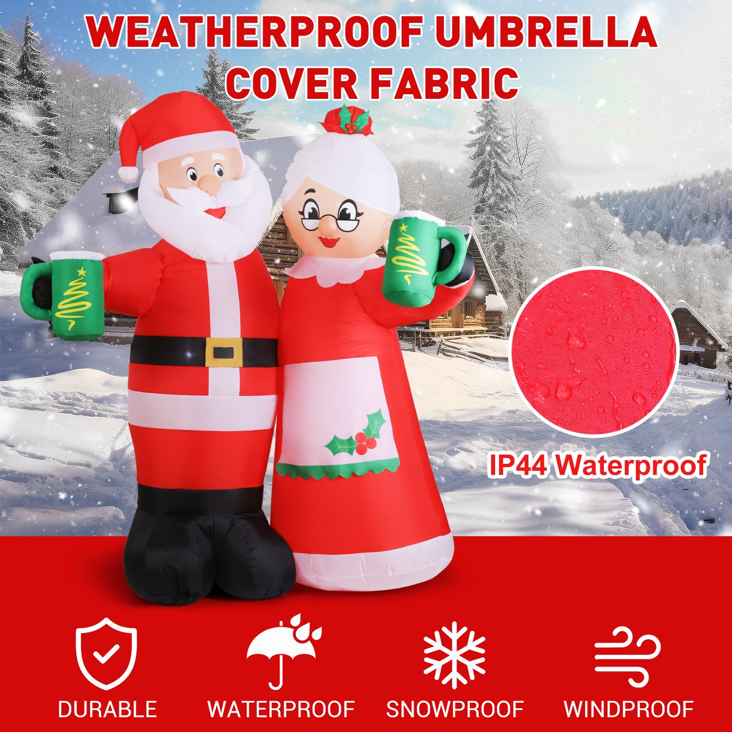 Aship 7FT Christmas Inflatables Santa, Animated Cheers Santa Inflatable with Built-in LED, Waterproof Christmas Blow Up Yard Decor for Garden Lawn Outdoor