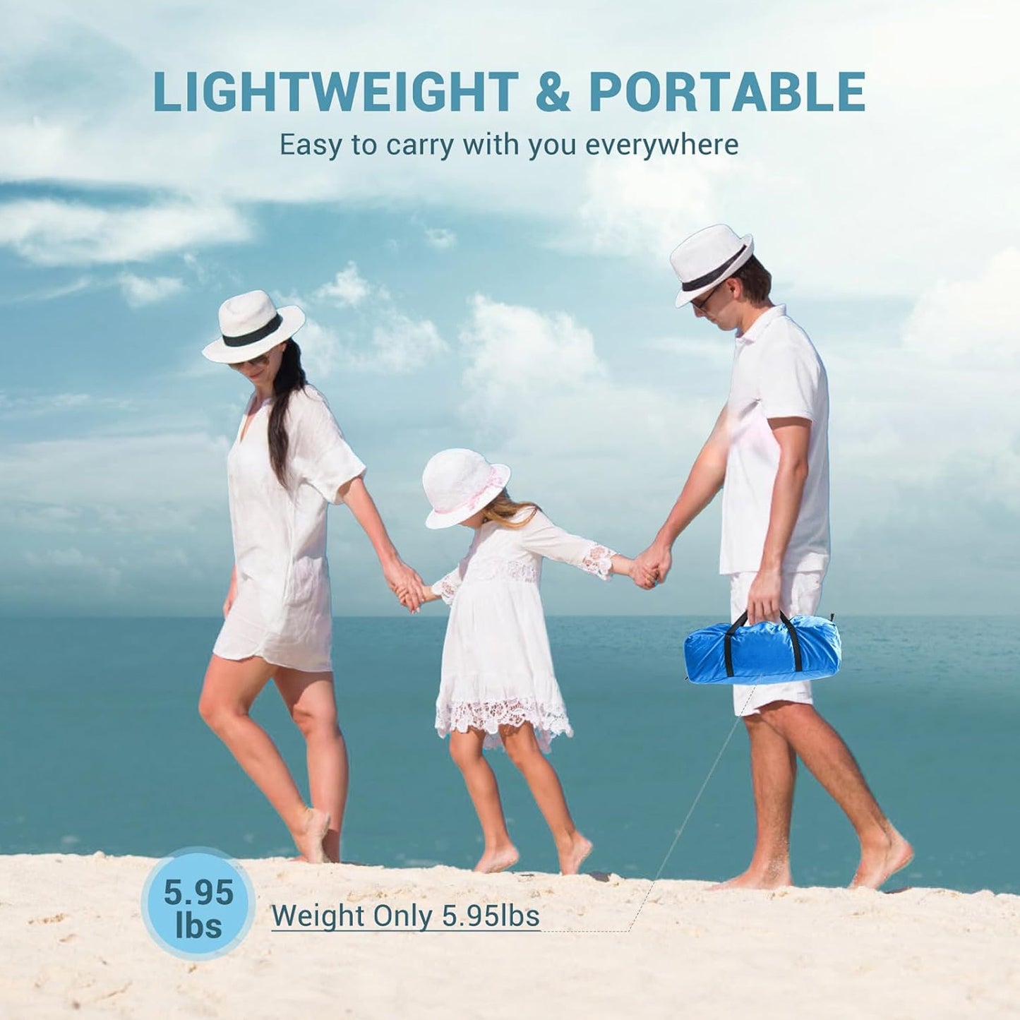 Aship Beach Tent, Spacious 4-5 Person Sun Shelter with Canopy, 360° Air Circulation UPF 50+ UV Protection Waterproof Portable Lightweight Tent for Beach Dark Blue