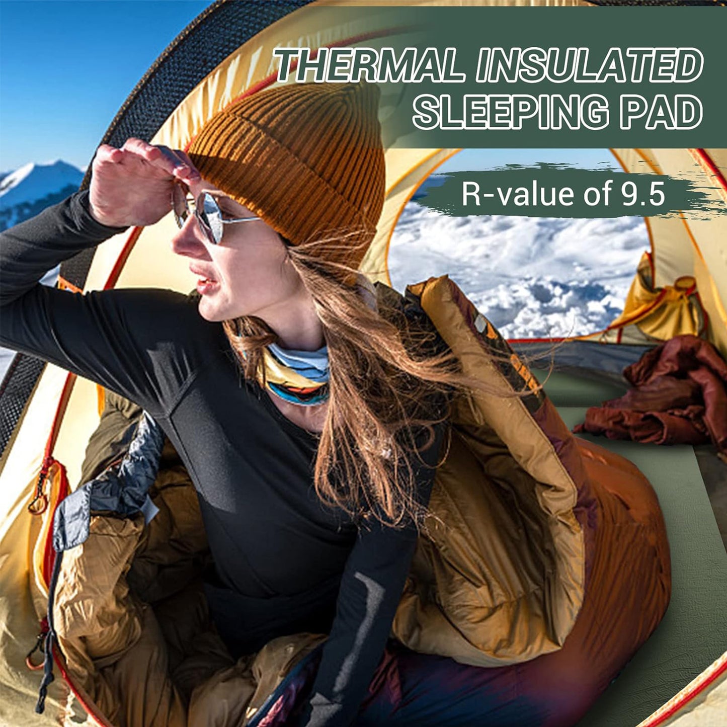 Aship Self Inflating Sleeping Pad, 26D Hi-Tech Memory Foam, 3.1" Ultra-Thick, 20-Second Inflation Sleeping Pad with Pillow, Insulated All Seasons Camping Mattress for Camping, Car, Tent