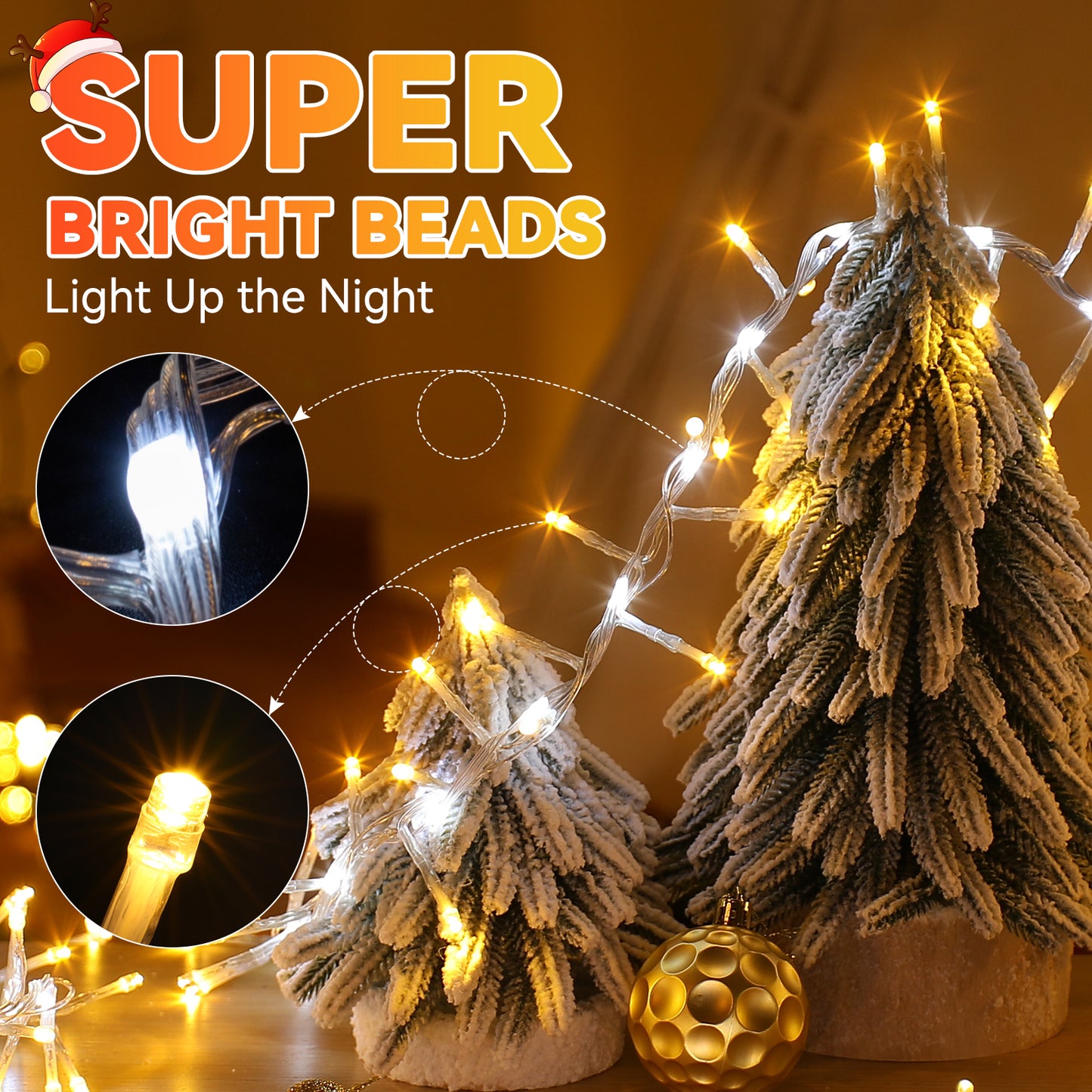 Aship 500LED Christmas String Lights 33Ft, Dual Mode Warm White Steady and Cool White Flowings, Waterproof Christmas Light with Memory Function for Indoor Outdoor Christmas Tree Window Garden