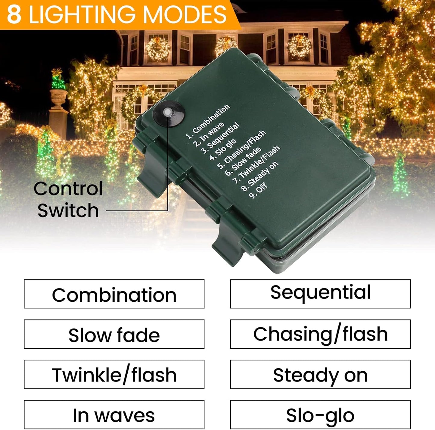 Aship 132ft Battery Operated Christmas Lights, 300 LED Battery Powered Christmas Tree Lights, 8 Modes Timer Waterproof Christmas String Lights for Christmas Tree Home Courtyard Warm White