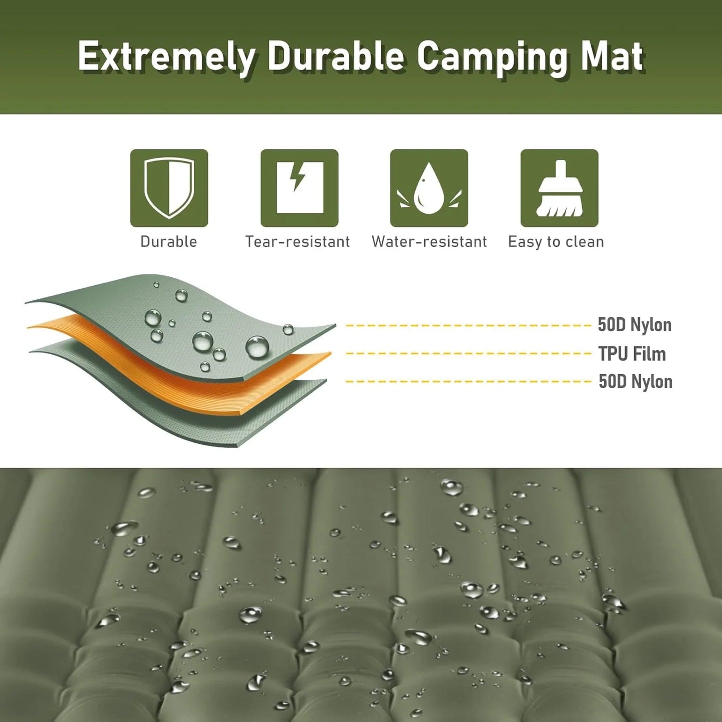 Aship Double Sleeping Pad, 4.7" Extra Thick 2-Person Camping Mat with Pillow, Inflatable Sleeping Pad with Built-in Foot Pump for Backpacking, Hiking, Travel, Tenting