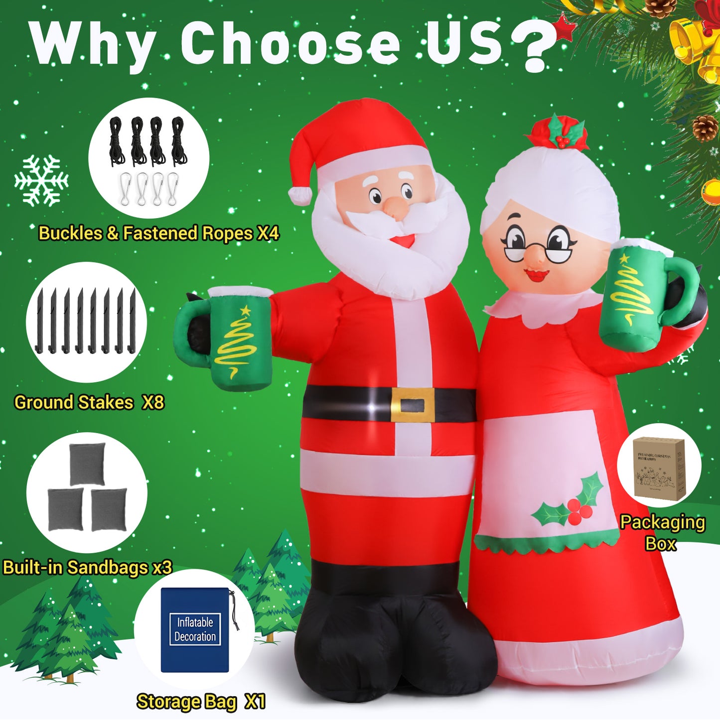 Aship 7FT Christmas Inflatables Santa, Animated Cheers Santa Inflatable with Built-in LED, Waterproof Christmas Blow Up Yard Decor for Garden Lawn Outdoor