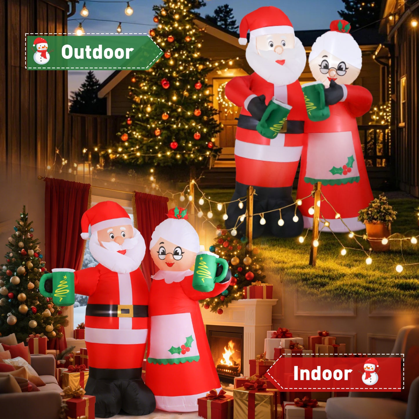 Aship 7FT Christmas Inflatables Santa, Animated Cheers Santa Inflatable with Built-in LED, Waterproof Christmas Blow Up Yard Decor for Garden Lawn Outdoor
