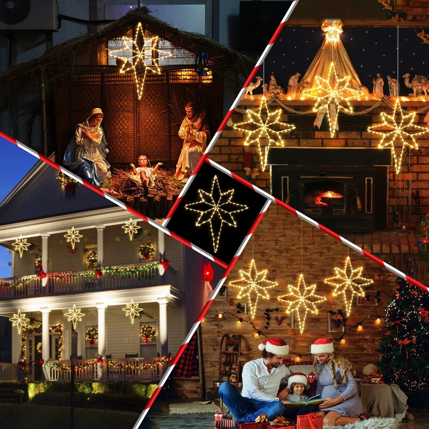 Aship Christmas Bethlehem Star Window Lights, 22.8 In 118 LED Christmas Window Lights Decor with 8 Flash Modes Timer Memory, Large Star Lights for Outdoor Indoor Warm White