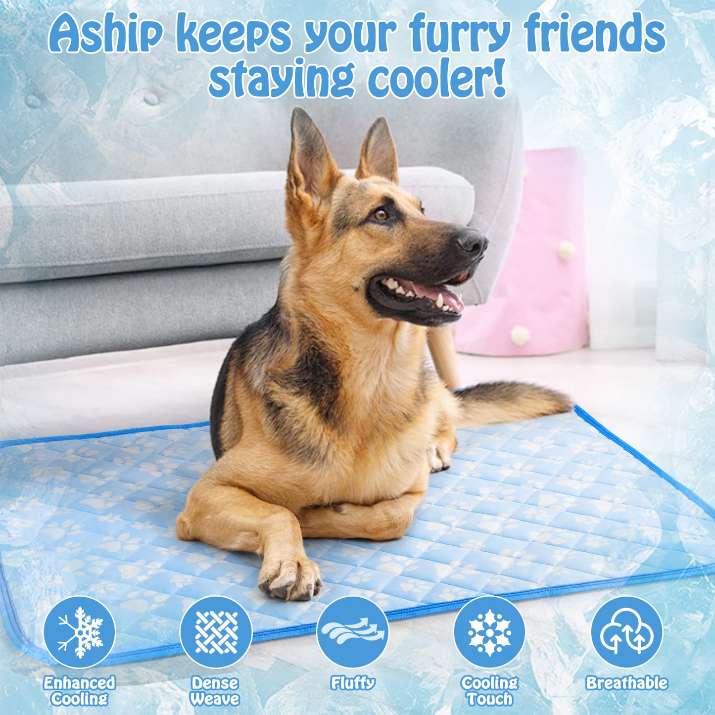 Aship Cat Cooling Mat, Self-Cooling Mat for Small Pets, Arc-Chill Cooling Fiber & Endothermic Color Changing Pet Cooling Pad for Hot Summer, Washable Non-Toxic & Foldable