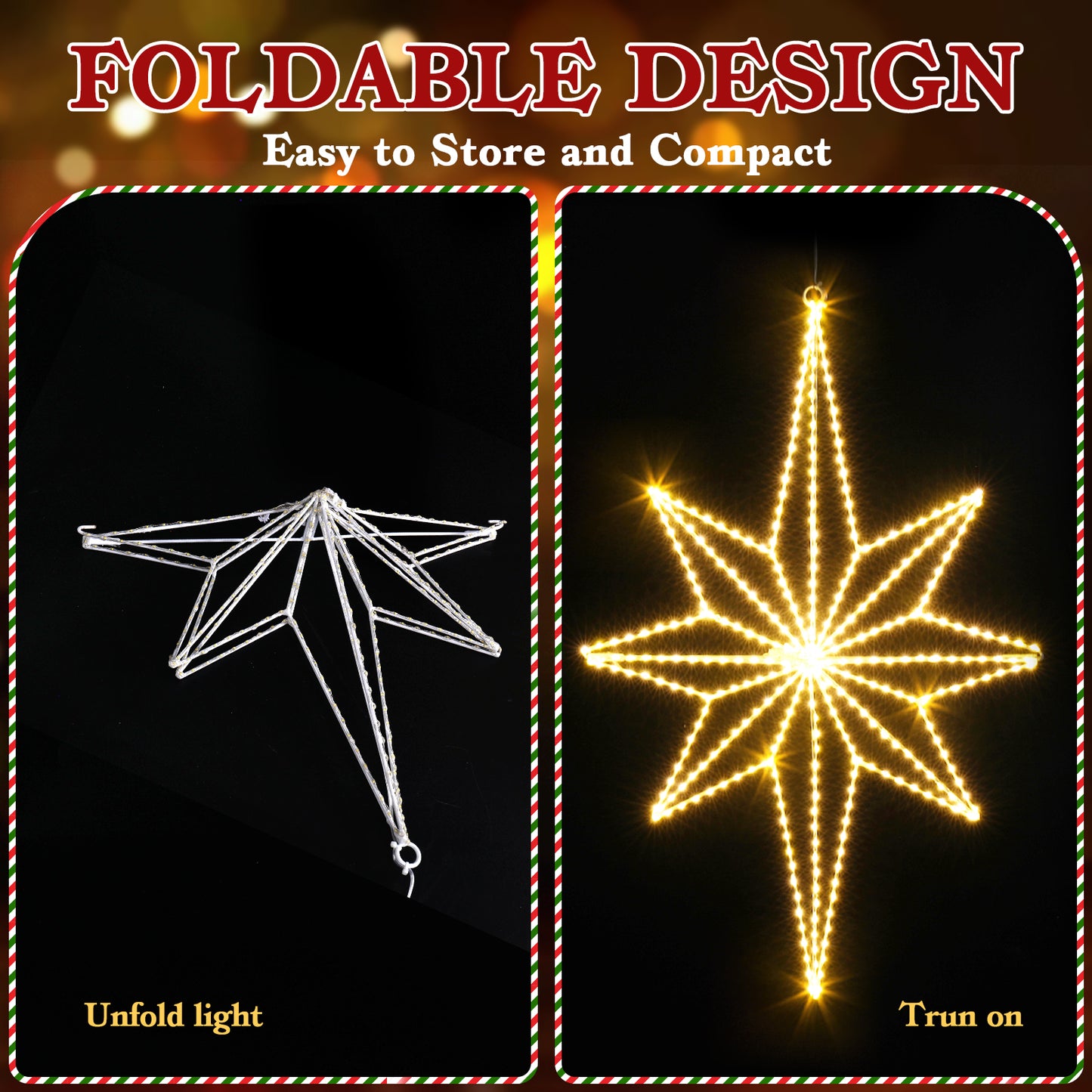 Aship 24.4in Christmas Bethlehem Star Lights, Plug in 360 LED Christmas Window Lights for Indoor Wall Bedroom Hanging Party Decoration