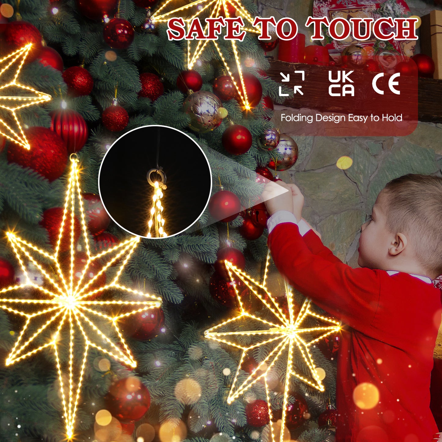 Aship 24.4in Christmas Bethlehem Star Lights, Plug in 360 LED Christmas Window Lights for Indoor Wall Bedroom Hanging Party Decoration