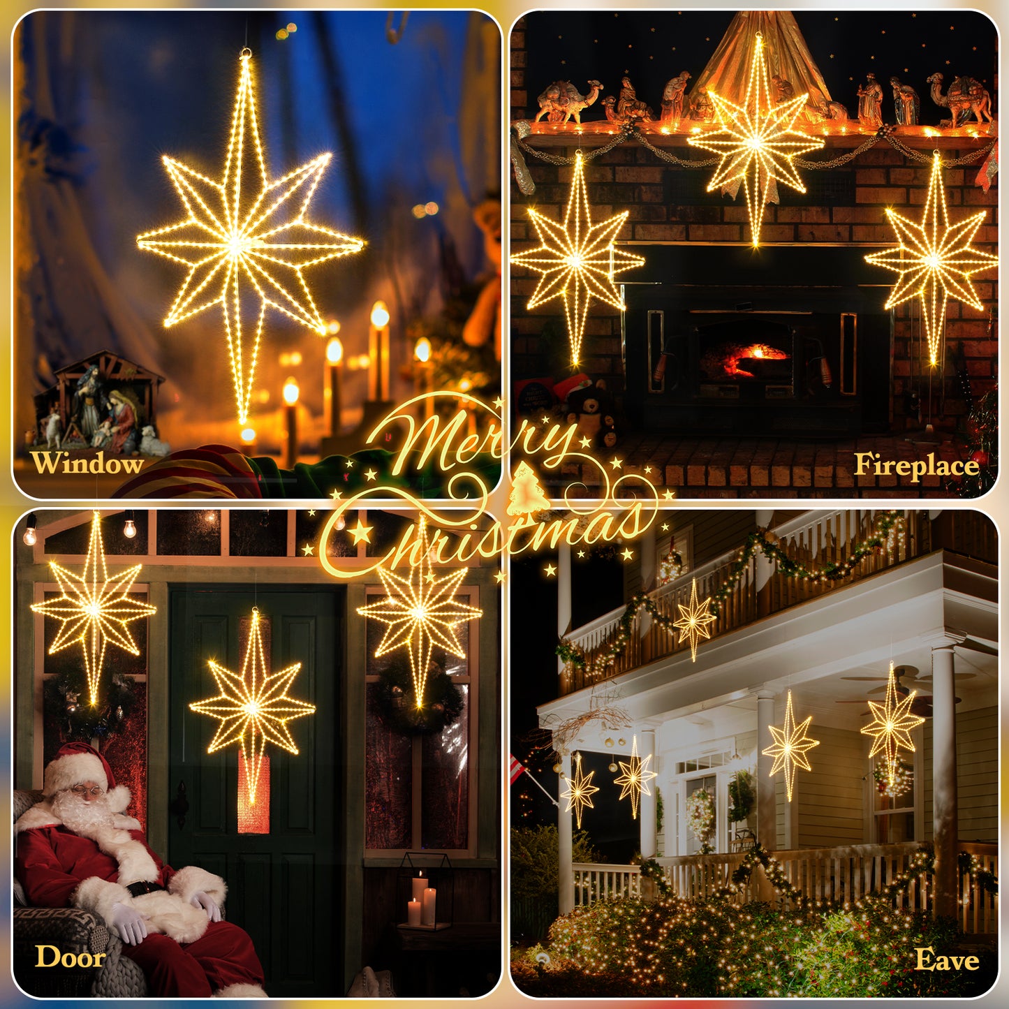 Aship 24.4in Christmas Bethlehem Star Lights, Plug in 360 LED Christmas Window Lights for Indoor Wall Bedroom Hanging Party Decoration