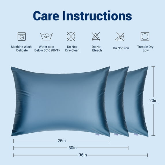 Aship Arc-Chill 3.0 Cooling Pillow Cases, Q-max >0.5 Jade-Infused Silky Pillowcase for Hair & Skin, Breathable & Moisture-Wicking, Hidden Zipper, Machine Washable, Queen 20''x30'', 2 Pack Haze Blue