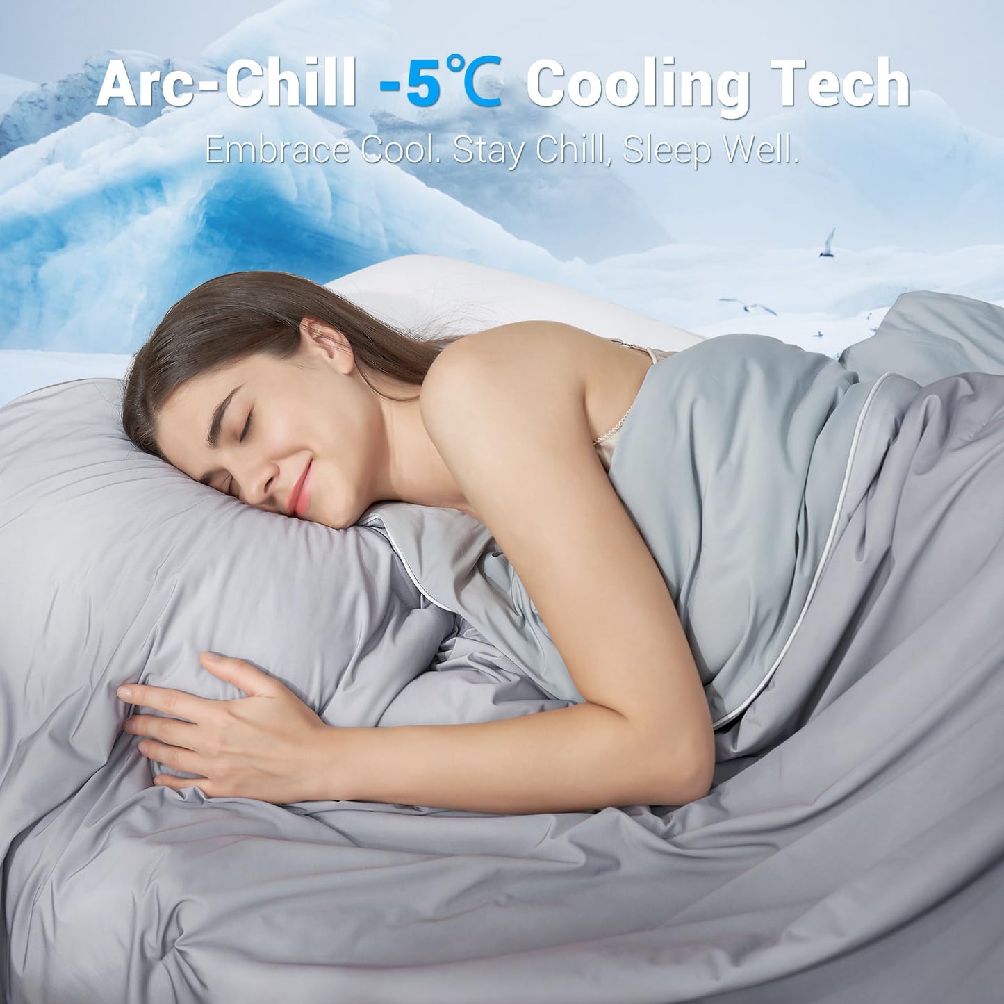 Aship Cooling Comforter for Hot Sleepers, 79*87", Arc-Chill 3.0 Cool Fabric Cooling Blanket, Washable, Cloud-Like Softness