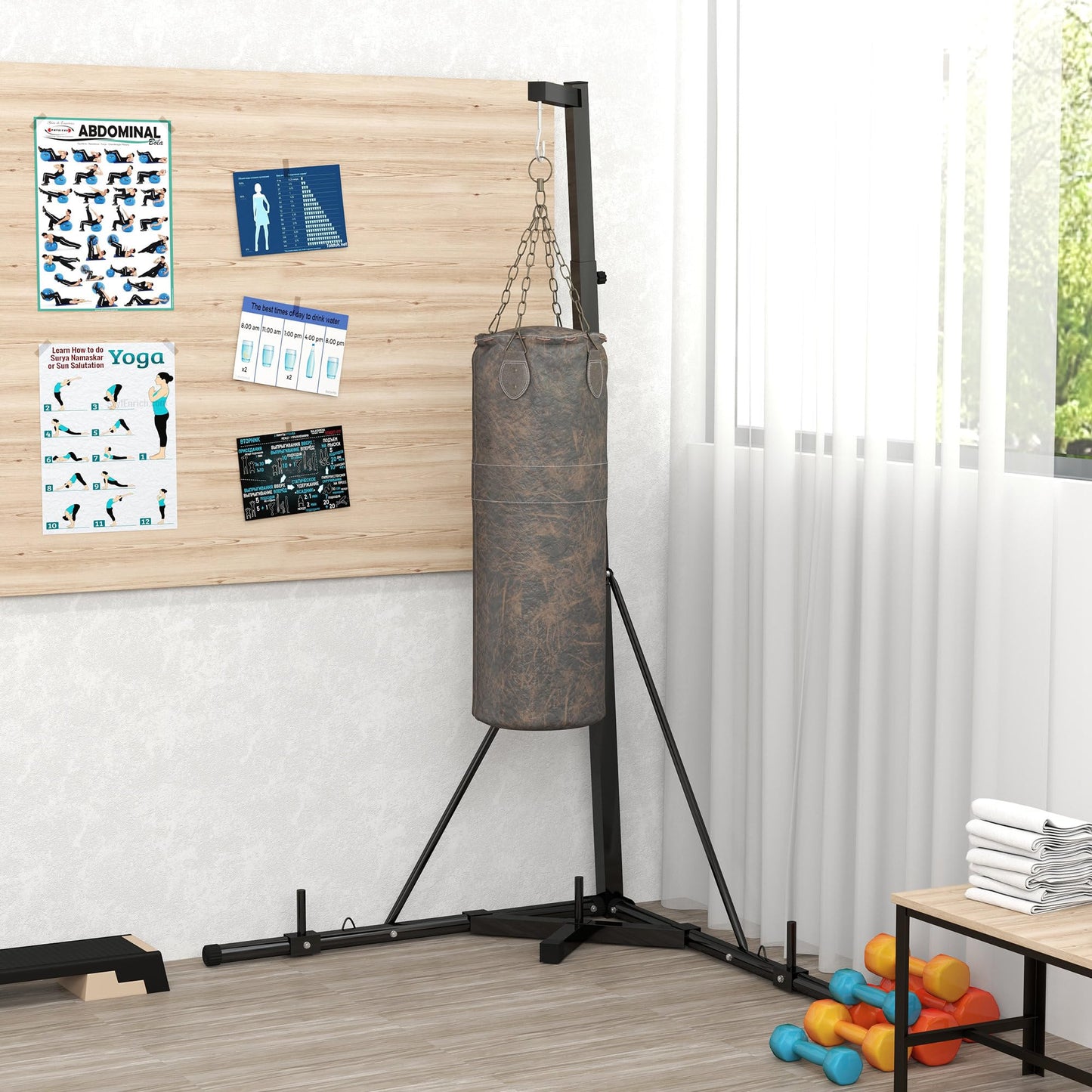 Aship Foldable Punching Bag and Speed Bag Stand