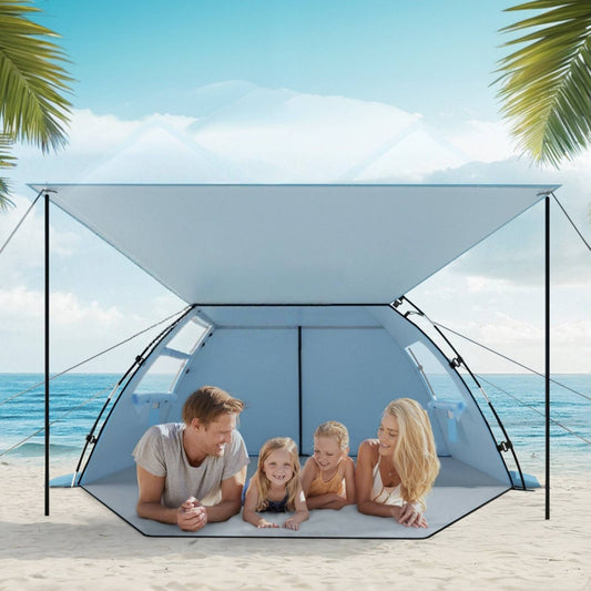 Aship Beach Tent for 4-5 Person, UPF 50+ Sun Shelter with 360° Ventilation & Large Canopy, Easy Setup Waterproof & Portable for Family Camping Hiking Beach Adventures