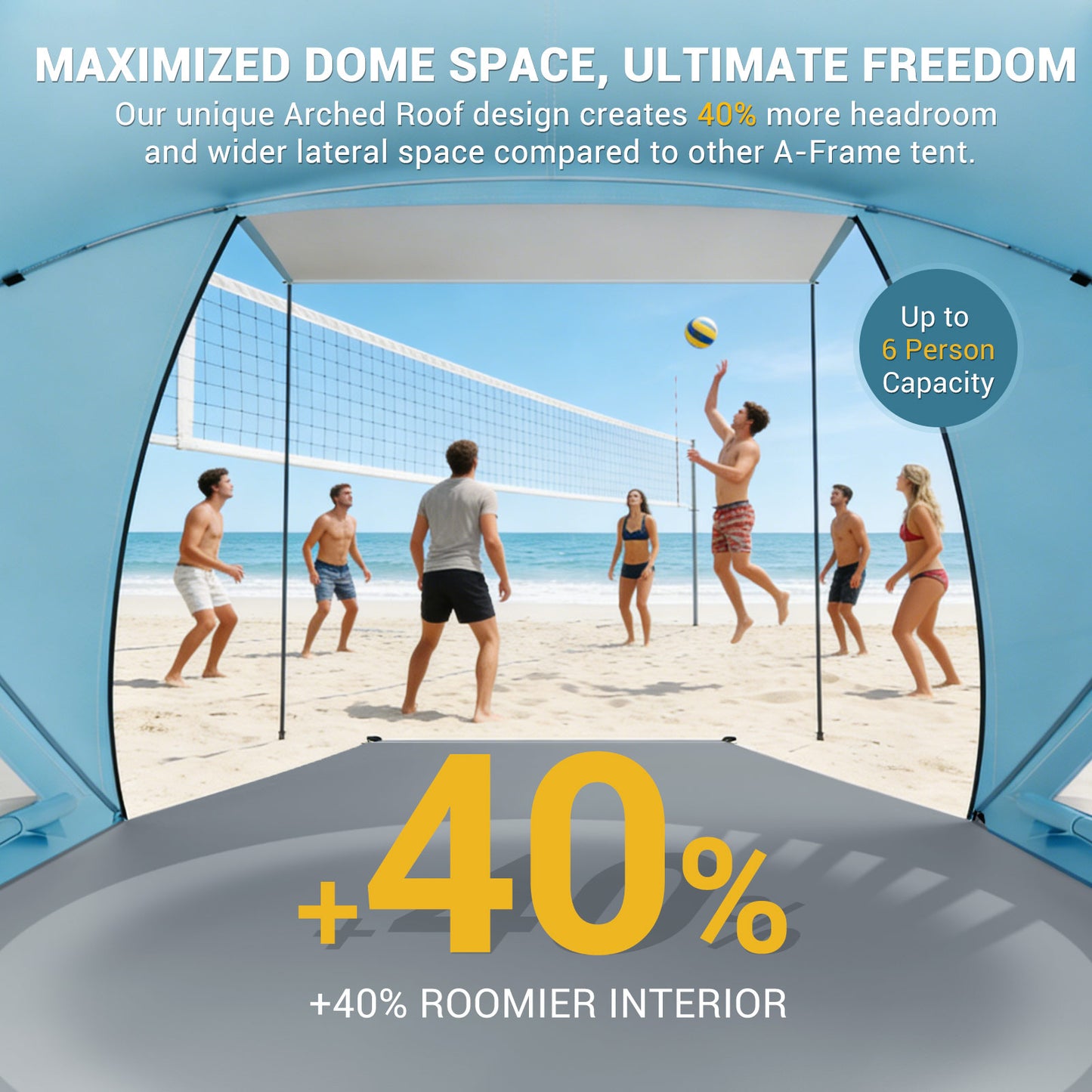 Aship Beach Tent for 6-7 Person, UPF 50+ Sun Shelter with 360° Ventilation & Large Canopy, Easy Setup Waterproof & Portable Tent for Beach Adventures