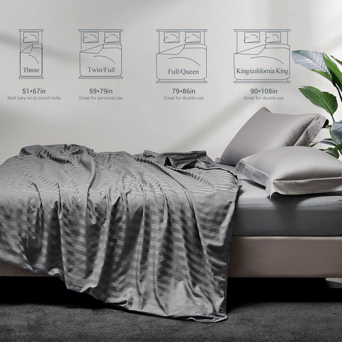 Aship Cooling Blanket for Hot Sleepers, Arc-Chill Q-Max>0.5 Double Cooling Sided Stylish Revolutionary Cold Blankets, Lightweight Summer Blanket King Size, Gray, 90" x 108"