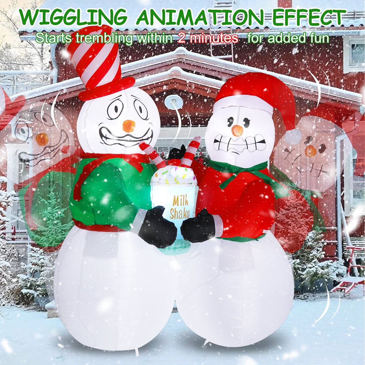 Aship 6 FT Animated Snowman Couple Christmas Inflatables Outdoor Decorations, Shivering Snowmen Inflatable with LED Lights, Funny Christmas Blow Up Yard Decorations for Garden Patio Lawn Xmas Decor