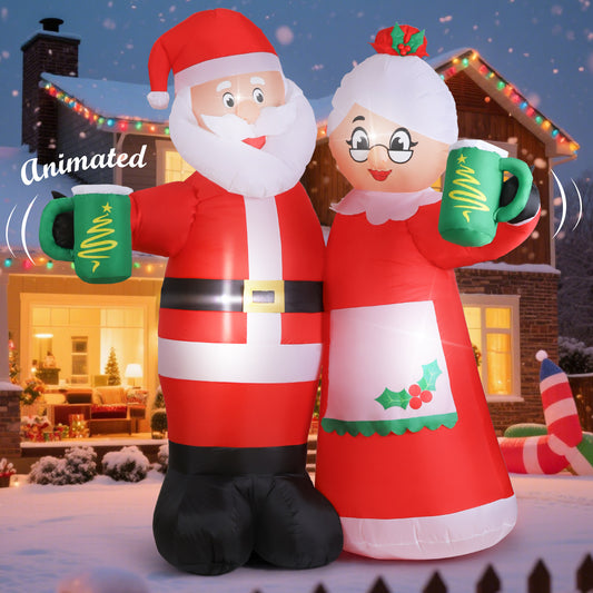 Aship 7FT Christmas Inflatables Santa, Animated Cheers Santa Inflatable with Built-in LED, Waterproof Christmas Blow Up Yard Decor for Garden Lawn Outdoor