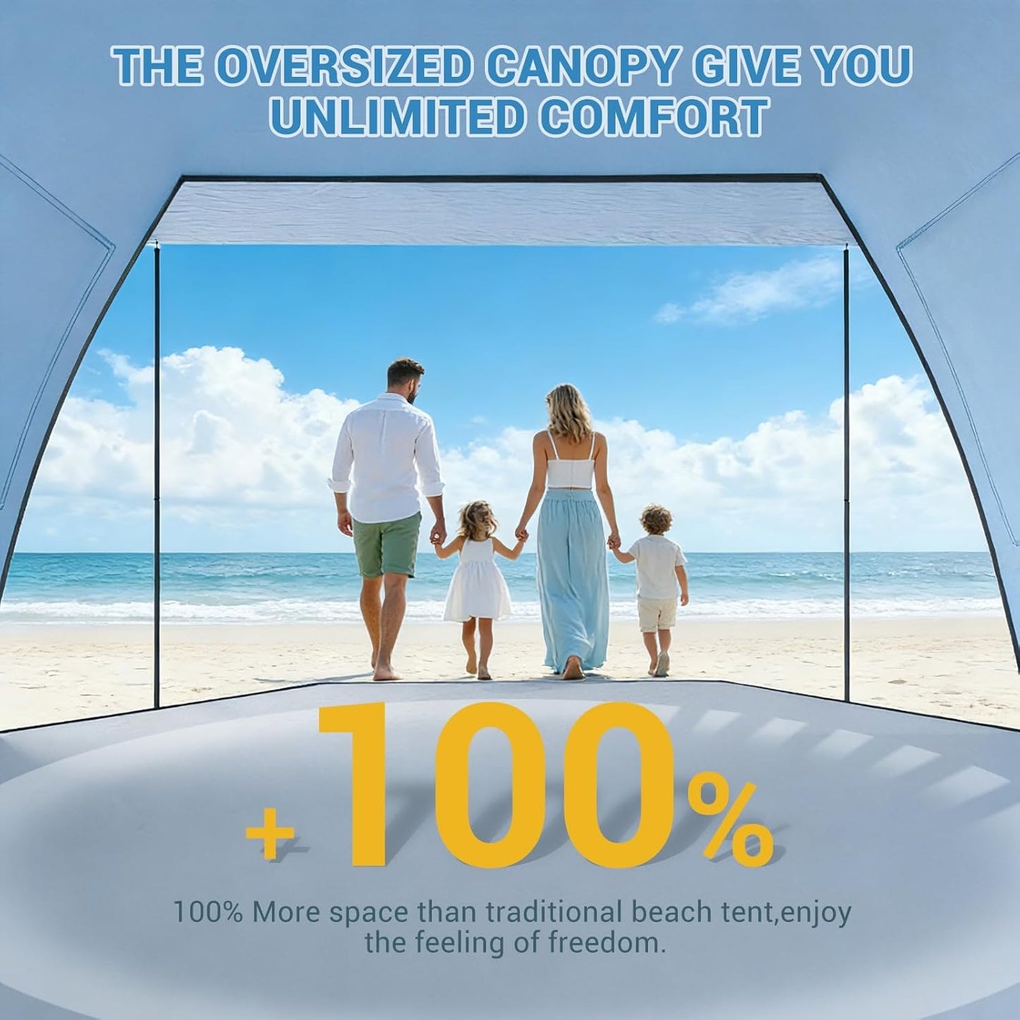 Aship Beach Tent, Spacious 4-5 Person Sun Shelter with Canopy, 360° Air Circulation UPF 50+ UV Protection Waterproof Portable Lightweight Tent for Beach Dark Blue