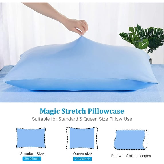 Aship Cooling Pillowcases 2 Pack, Q-max 0.55 Japanese Arc-Chill Fiber, Oeko-Tex Certified, Super Soft & Cooling for Hot Sleepers, Hidden Zipper, Machine Washable, Stretch for Standard, Blue
