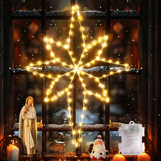 Aship Christmas Bethlehem Star Window Lights, 22.8 In 118 LED Christmas Window Lights Decor with 8 Flash Modes Timer Memory, Large Star Lights for Outdoor Indoor Warm White