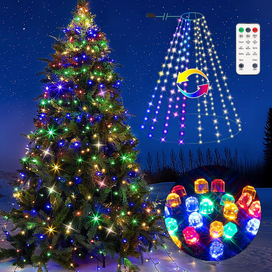 400 Diamond Leds Color Changing Christmas Tree Lights with Remote, 11 Twinkle & 3 Timer & 4 Dimming, 6.6FTx10 Lines, Waterproof Christmas Lights for Tree, Xmas Tree Light with Ring for Indoor Outdoor