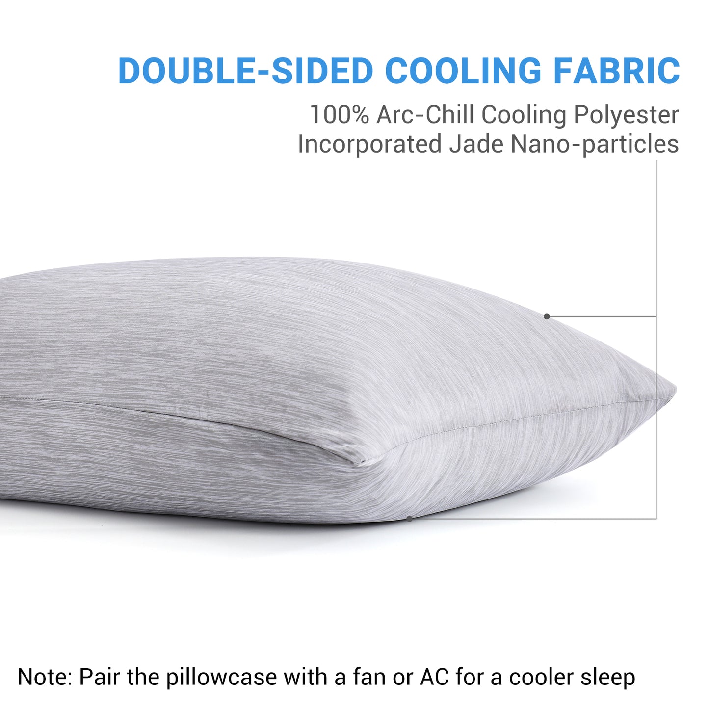 Aship Cooling Pillowcase, Summer Pillowcase with Japanese Cooling Fiber, All-Season Standard Pillowcase with Hidden Zipper, 2-Pack