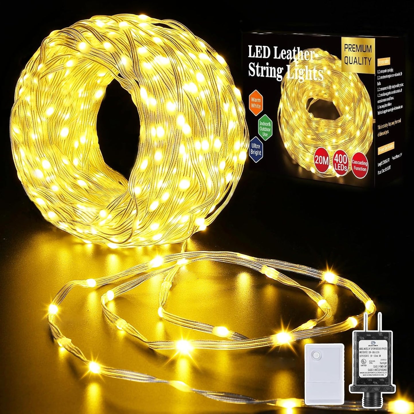 Aship LED Christmas Lights 65FT, 400LED 9 Modes Chasing Waterproof Clear Wire Christmas Tree Lights, Ultra-Bright Plug in Xmas Strip Lights for Outdoor Indoor House Holiday Decor