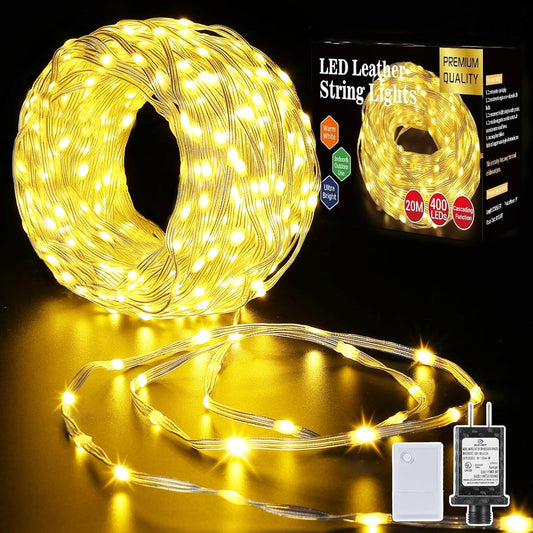 Aship LED Christmas Lights 65FT, 400LED 9 Modes Chasing Waterproof Clear Wire Christmas Tree Lights, Ultra-Bright Plug in Xmas Strip Lights for Outdoor Indoor House Holiday Decor