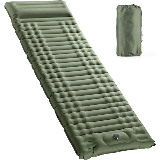 Aship Camping Sleeping Pads, 4.7" Ultra-Thick Camping Mat with Pillow, Inflatable Sleeping Pads with Built-in Foot Pump for Camping, Backpacking, Hiking, Tent Camping