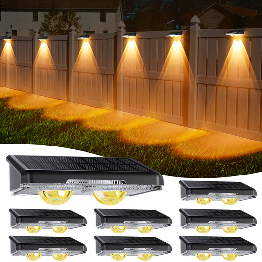 ASHIP Solar Fence Lights 4 Pack, 50 Lumens Outdoor Deck Solar Lights with 12 Modes RGB Color Glow LED Solar Fence Lights Outdoor Waterproof for Patio, Backyard, Deck, Fence, Railing