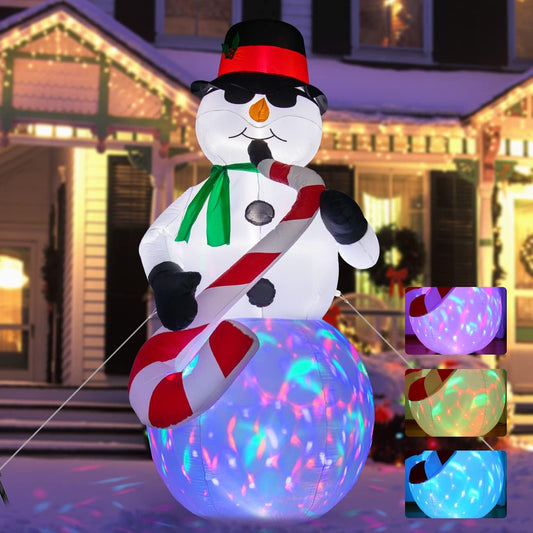 Aship 8FT Christmas Inflatables Snowman, Blow up Snowman Inflatable with Colorful Rotating LED Lights, IP44 Waterproof Lighted Xmas Inflatable Decor for Indoor Outdoor Yard Garden