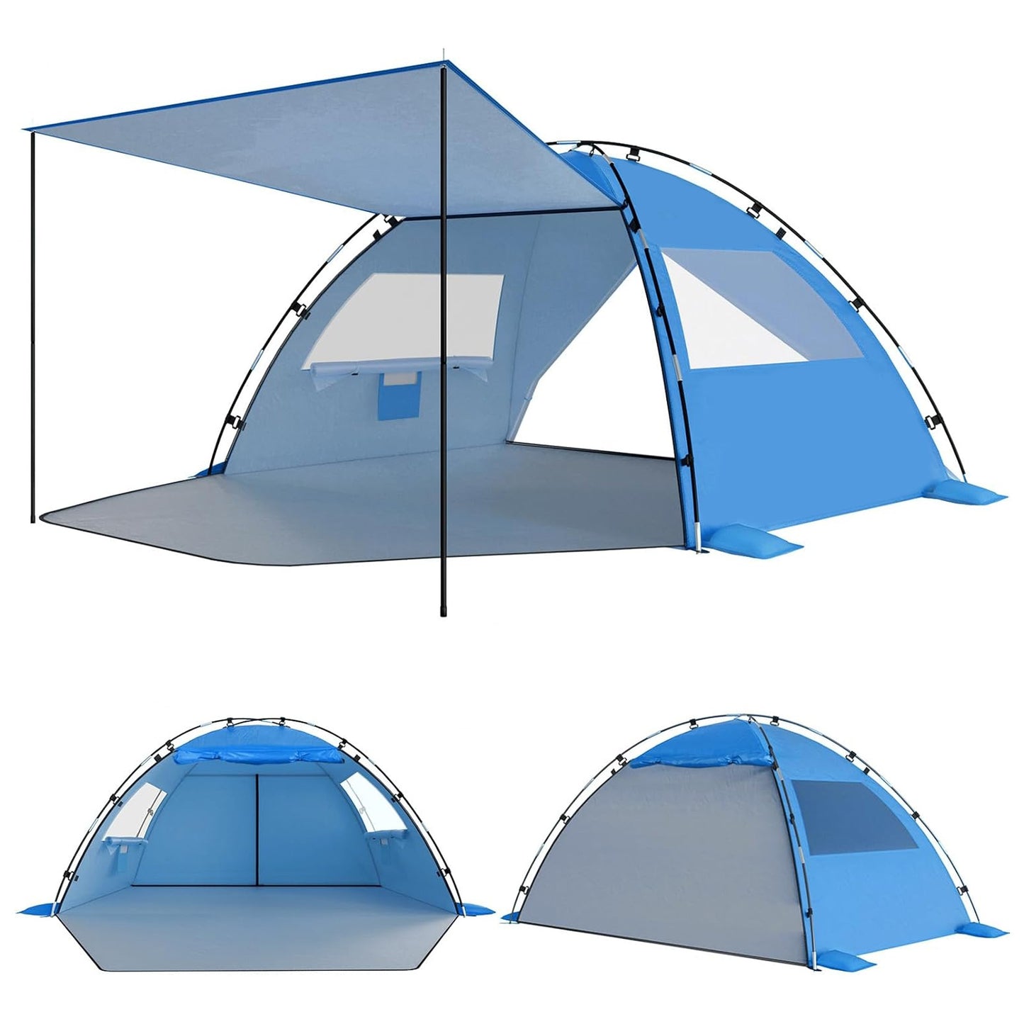 Aship Beach Tent, Spacious 4-5 Person Sun Shelter with Canopy, 360° Air Circulation UPF 50+ UV Protection Waterproof Portable Lightweight Tent for Beach Dark Blue