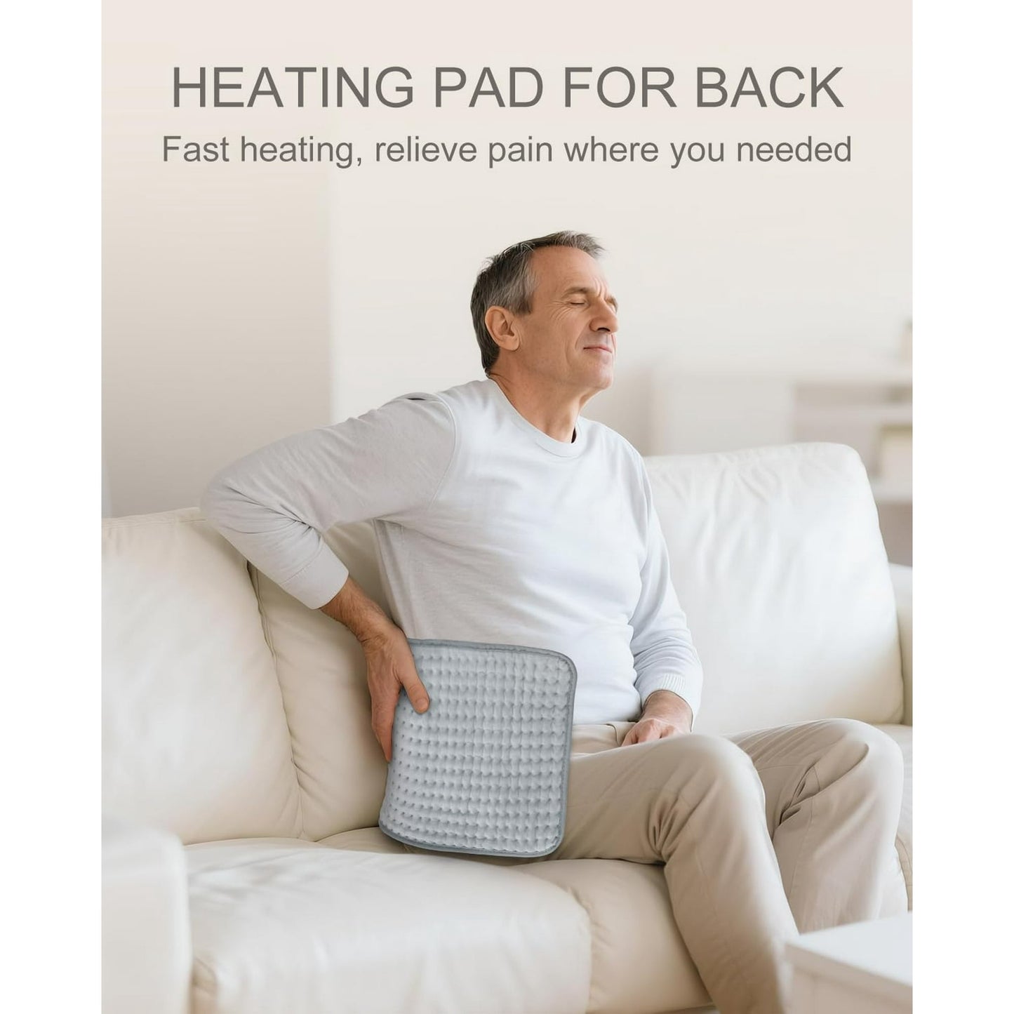 Aship Electric Heating Pad for Period Cramps & Back Pain Relief, Portable Heat Pad for Neck and Shoulders - Christmas Gifts for Mom Dad, 10 Heat Settings, ETL Certified, 12"x24", Gray