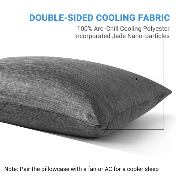 Aship Cooling Pillow Cases, Dual-Sided Summer Cooling Pillowcase, Arc-Chill Jade-Infused Fiber, Breathable Moisture-Wicking, Non-Slip Hidden Zipper, Machine Washable, Standard 20''x26'', 2 Pack Black