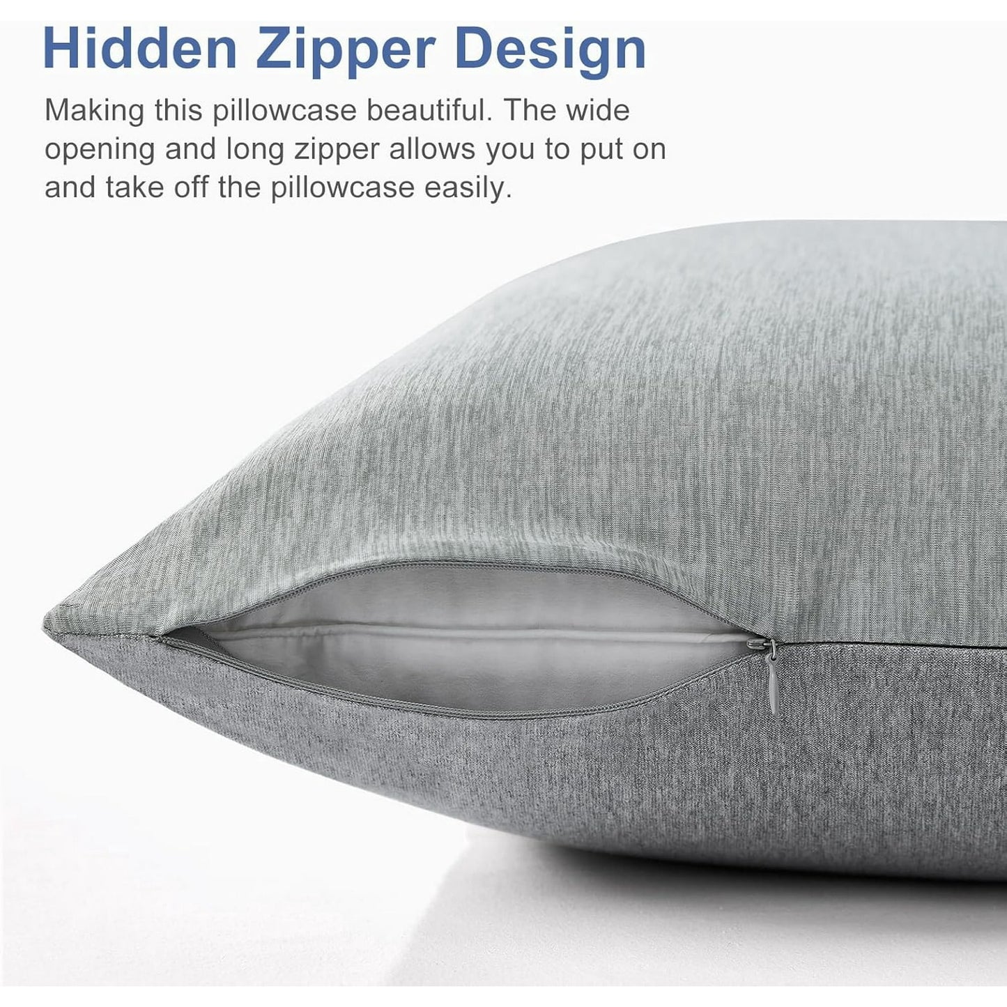 Aship Arc-Chill Cooling Pillow Cases, Q-Max >0.45 Jade-Infused Dual-Sided Summer Cooling Pillowcase, Smoother Skin & Frizz-Free Hair, Hidden Zipper, Machine Washable, King 20''x36'', 2 Pack Gray
