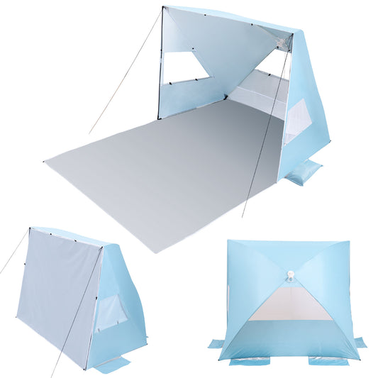 Aship Beach Tent, Quick Setup Sun Shelter with 360° Ventilation & UPF50+ UV Protection , 4-5 Person Pop Up Tent, Portable Sunshade for Family Camping Hiking Beach Adventures